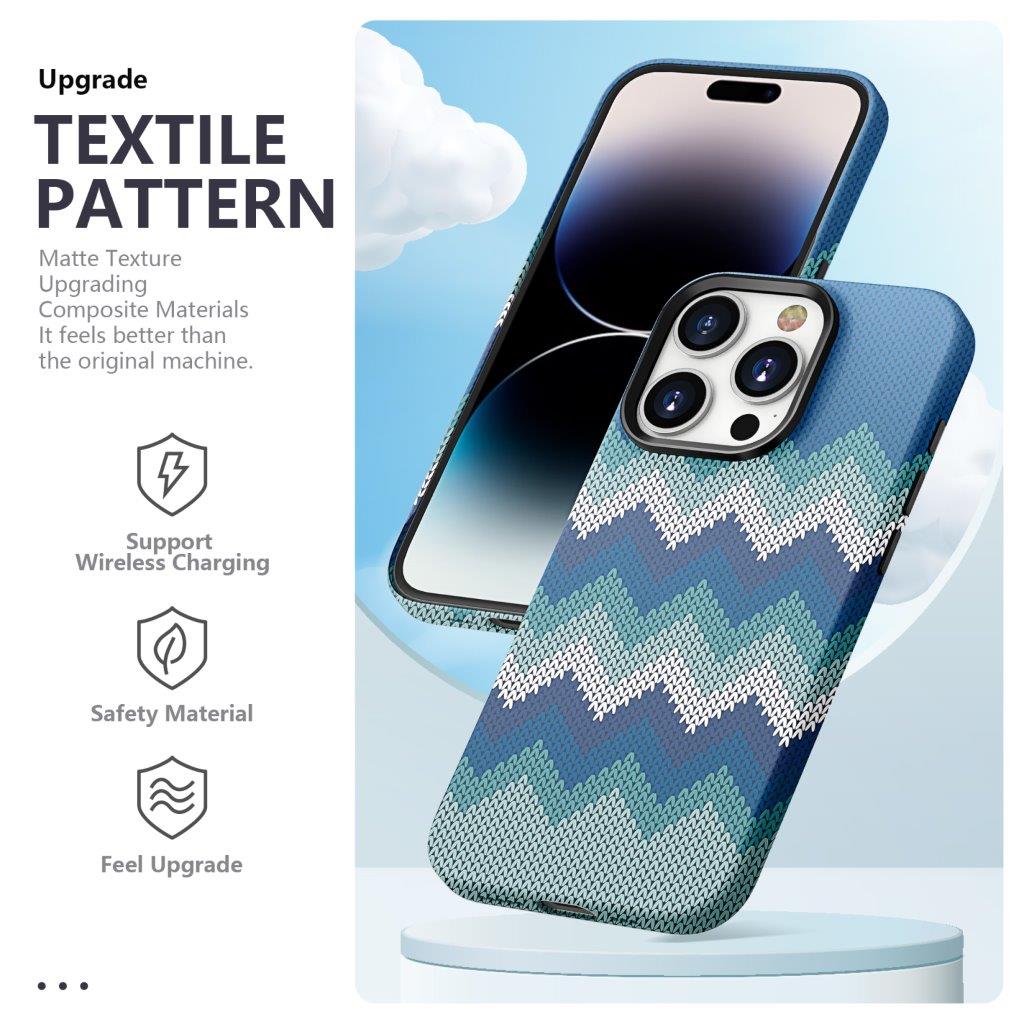 Tynt Bakdeksel til iPhone 15 Pro Max Tekstildesign - Blå