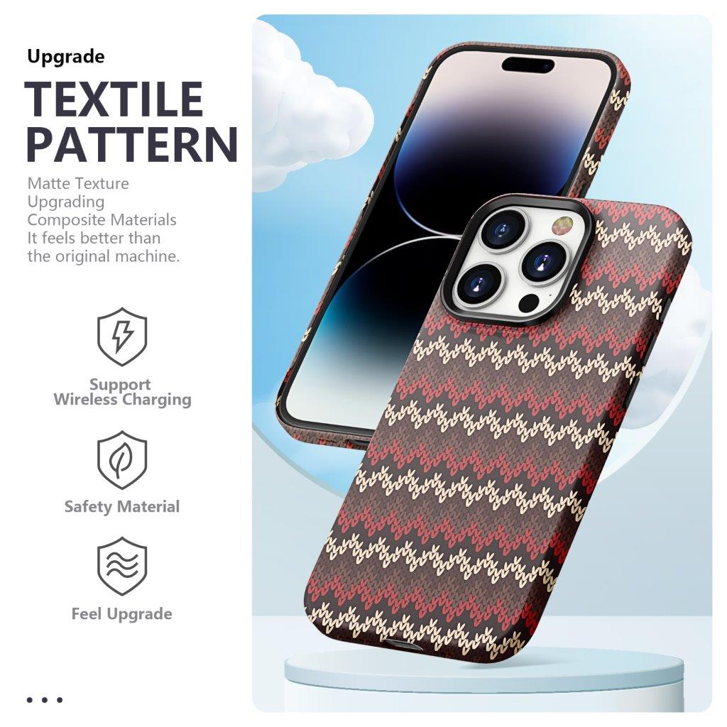 Tynt Bakdeksel til iPhone 15 Pro Tekstildesign - Rød