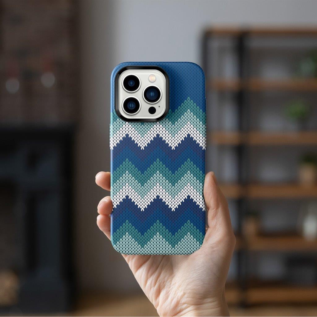 Tynt Bakdeksel til iPhone 15 Pro Tekstildesign - Blå