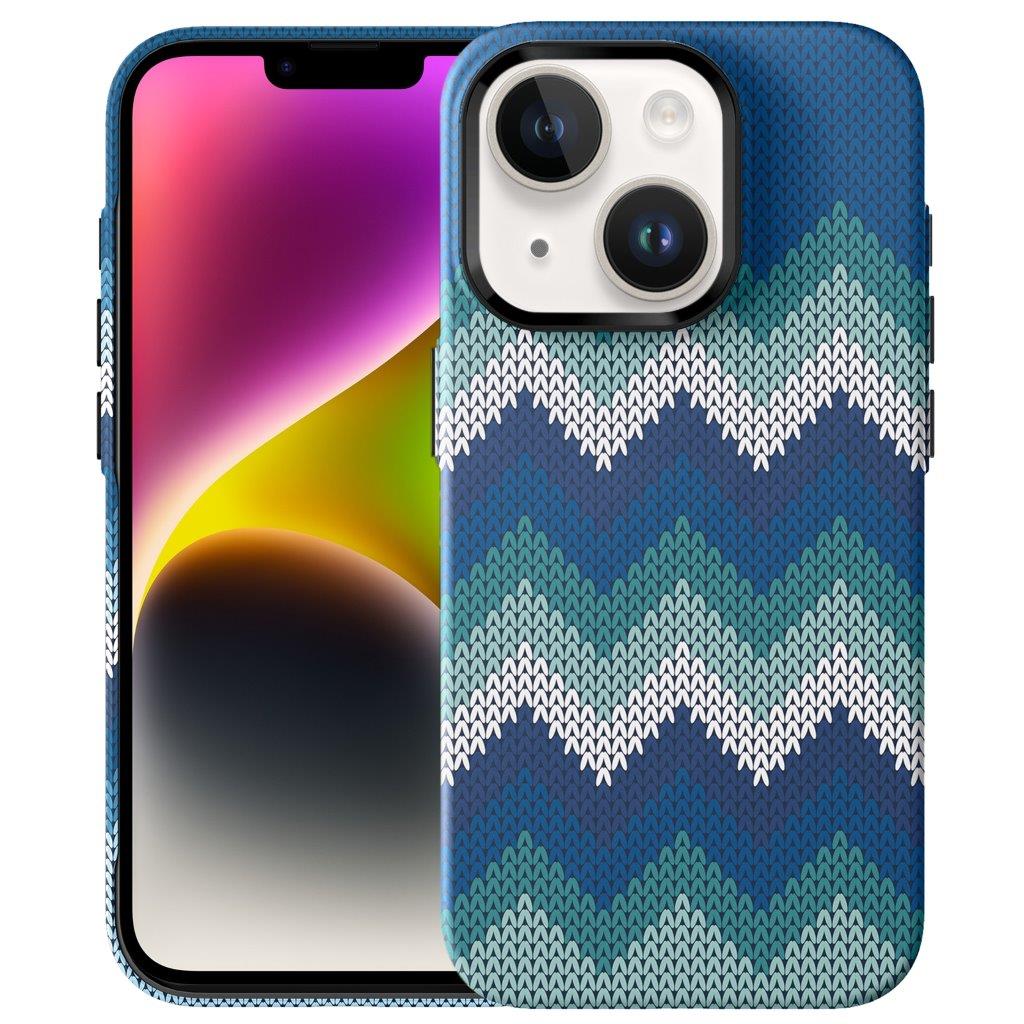Tynt Bakdeksel til iPhone 15 Tekstildesign - Blå