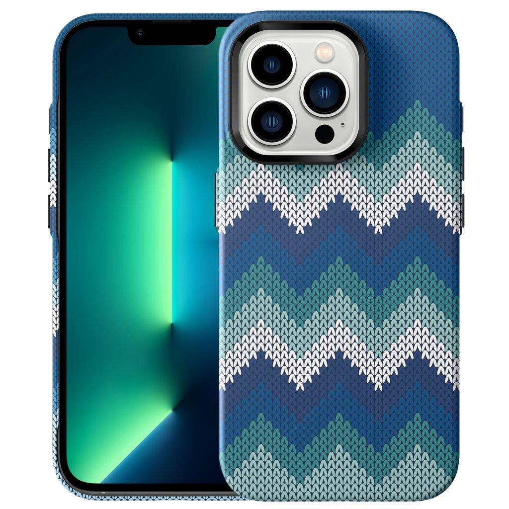 Tynt Bakdeksel til iPhone 13 Pro Tekstildesign - Blå