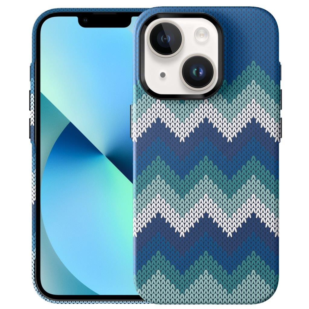 Tynt Bakdeksel til iPhone 13 Tekstildesign - Blå