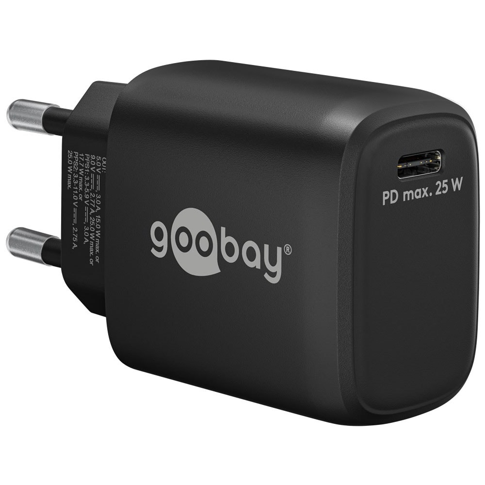 Goobay USB-C-Lader 25W Power Delivery - Sort