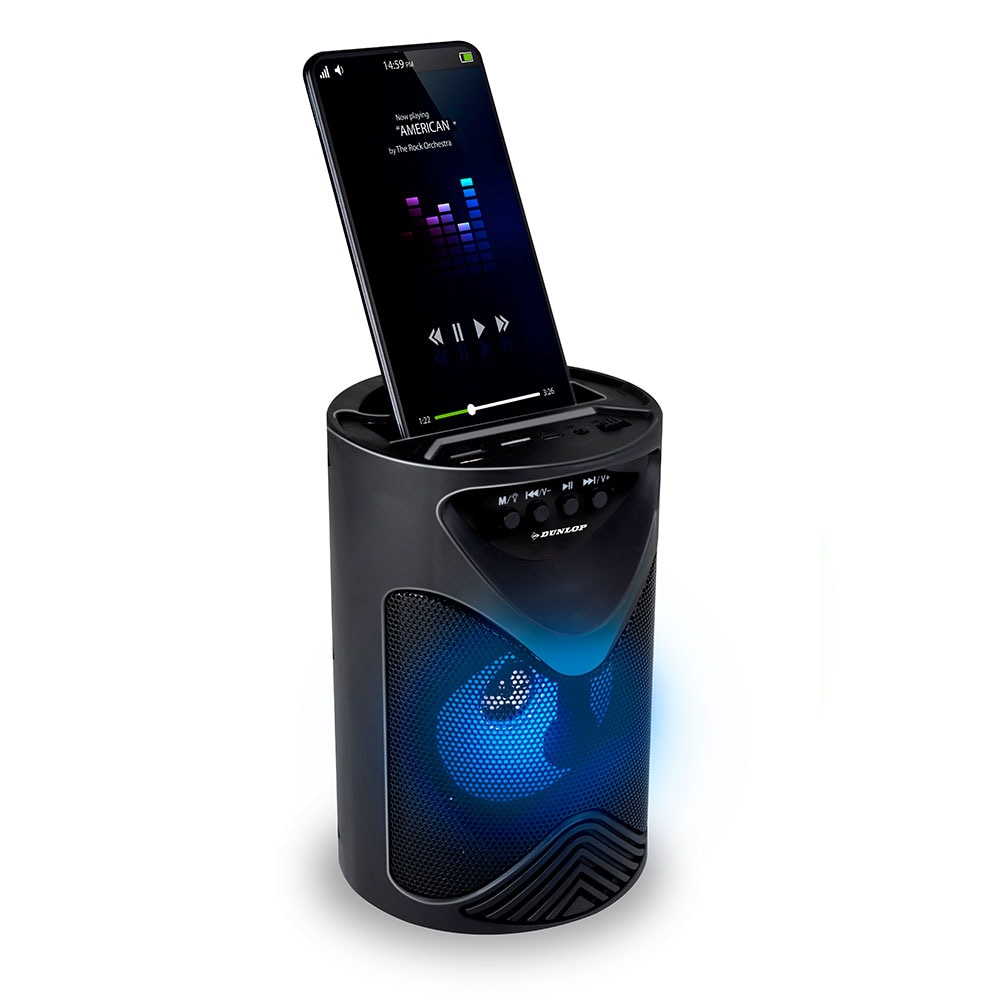 Dunlop Bluetooth-høyttaler med FM-radio og mobilstativ