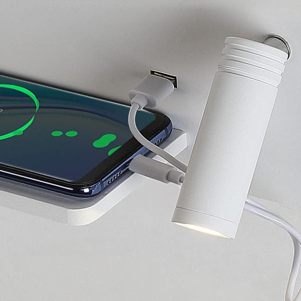 Vegglampe med trådløs lader for smarttelefon