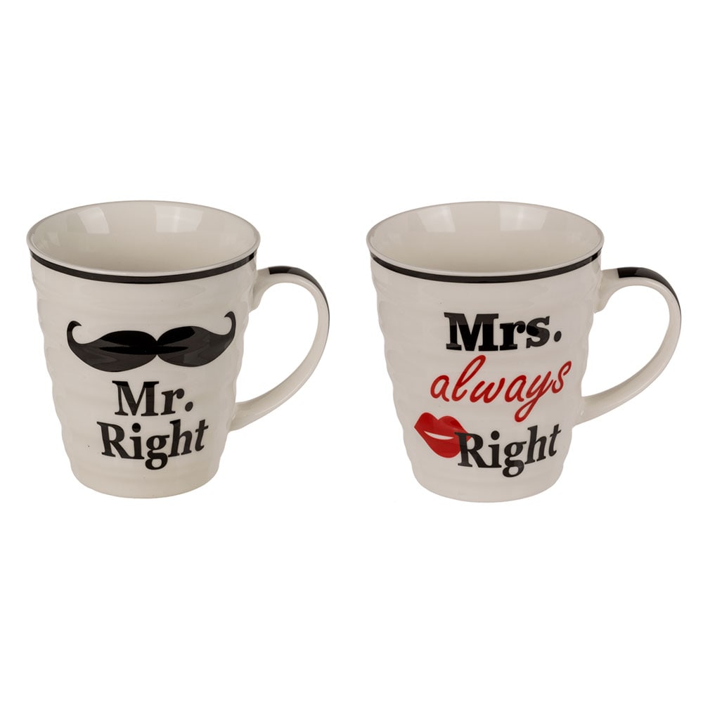 Porselenskrus - Mr Right & Mrs Always Right