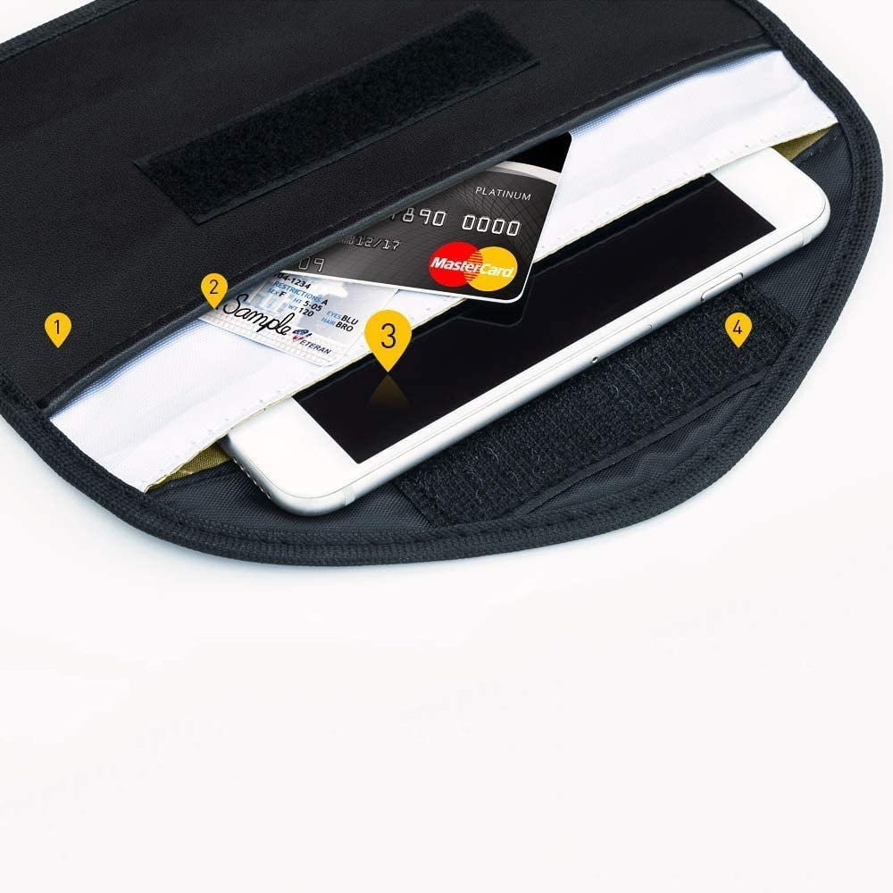 Tyverisikringsveske for mobil eller lommebok 20cm x 11cm - Sort