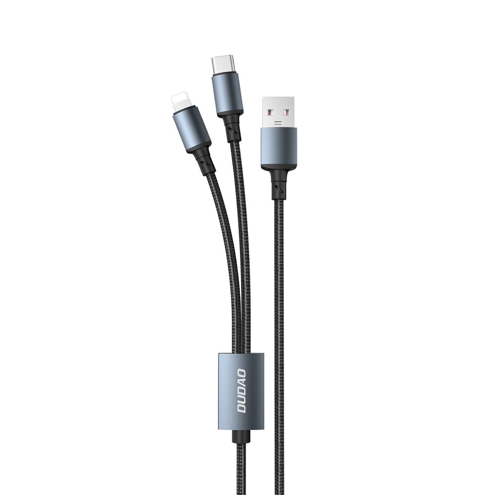 Dudao 2i1 USB-kabel - USB til USB-C / Lightning 6A 1,2m - Sort
