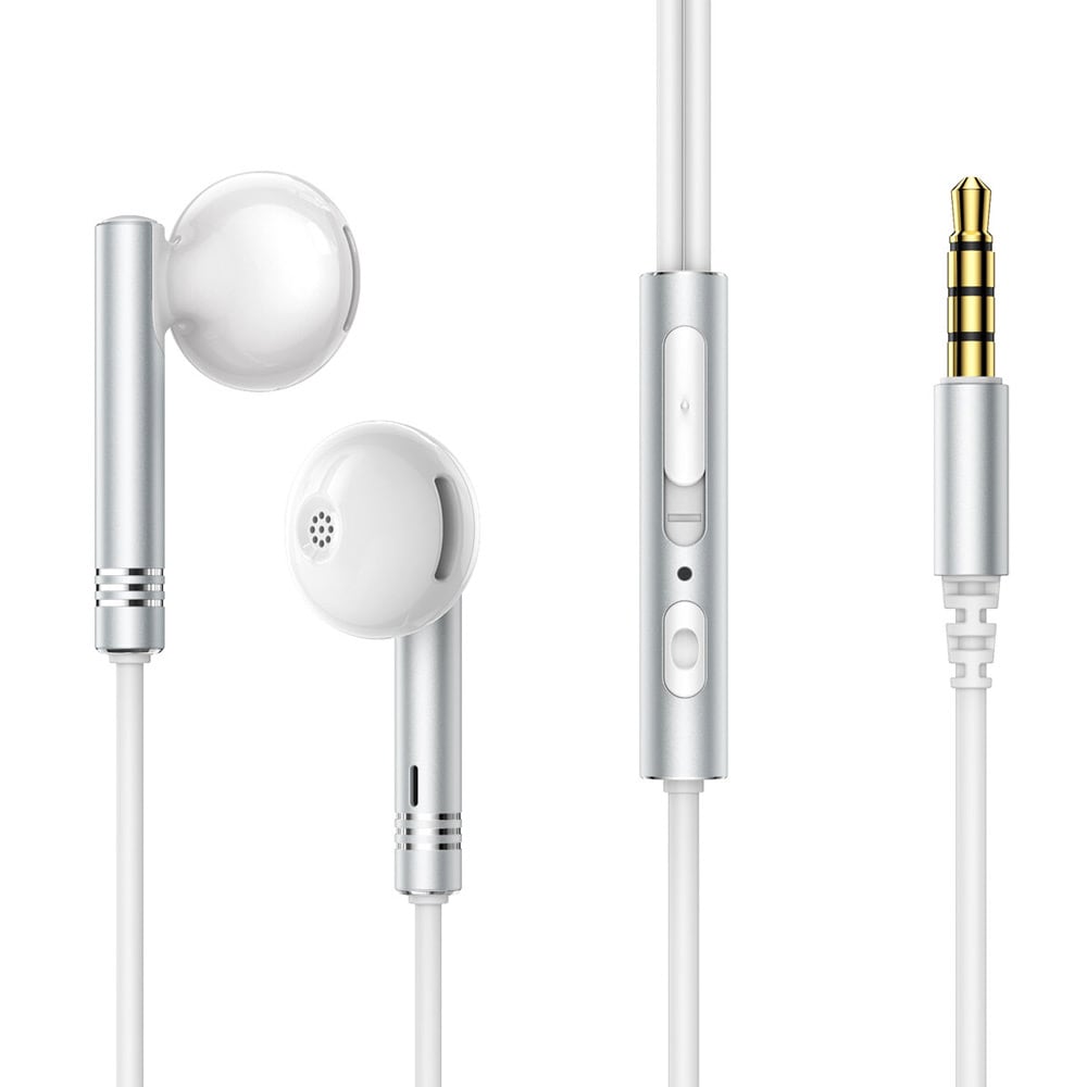 Joyroom Wired In-Ear Headset med 3,5mm kontakt - Hvit/Sølv: