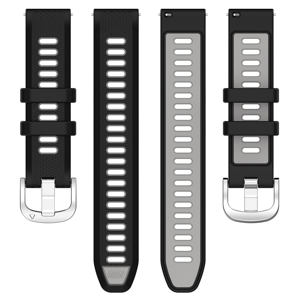 Silikonarmbånd for Garmin Forerunner 265 / 265S - 20 mm svart / grå