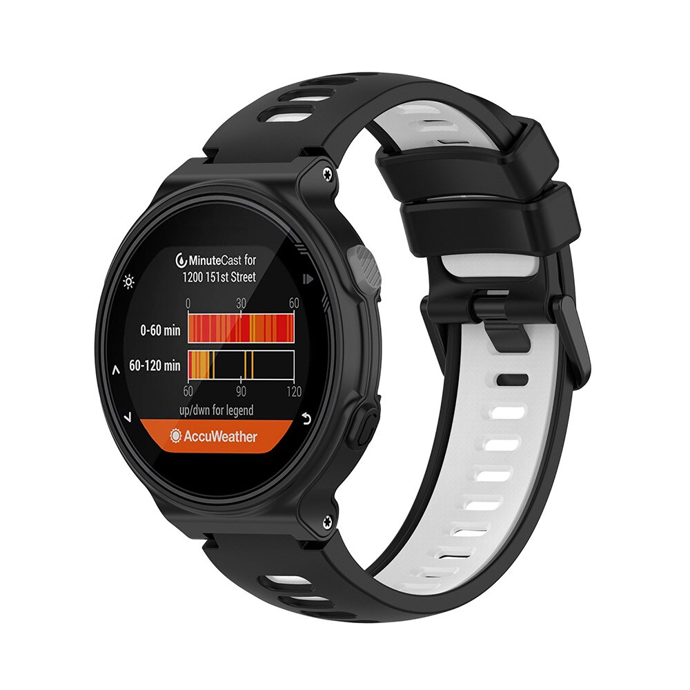 Silikonarmbånd for Garmin Forerunner 220 / 735XT / 235 - Svart/Hvit