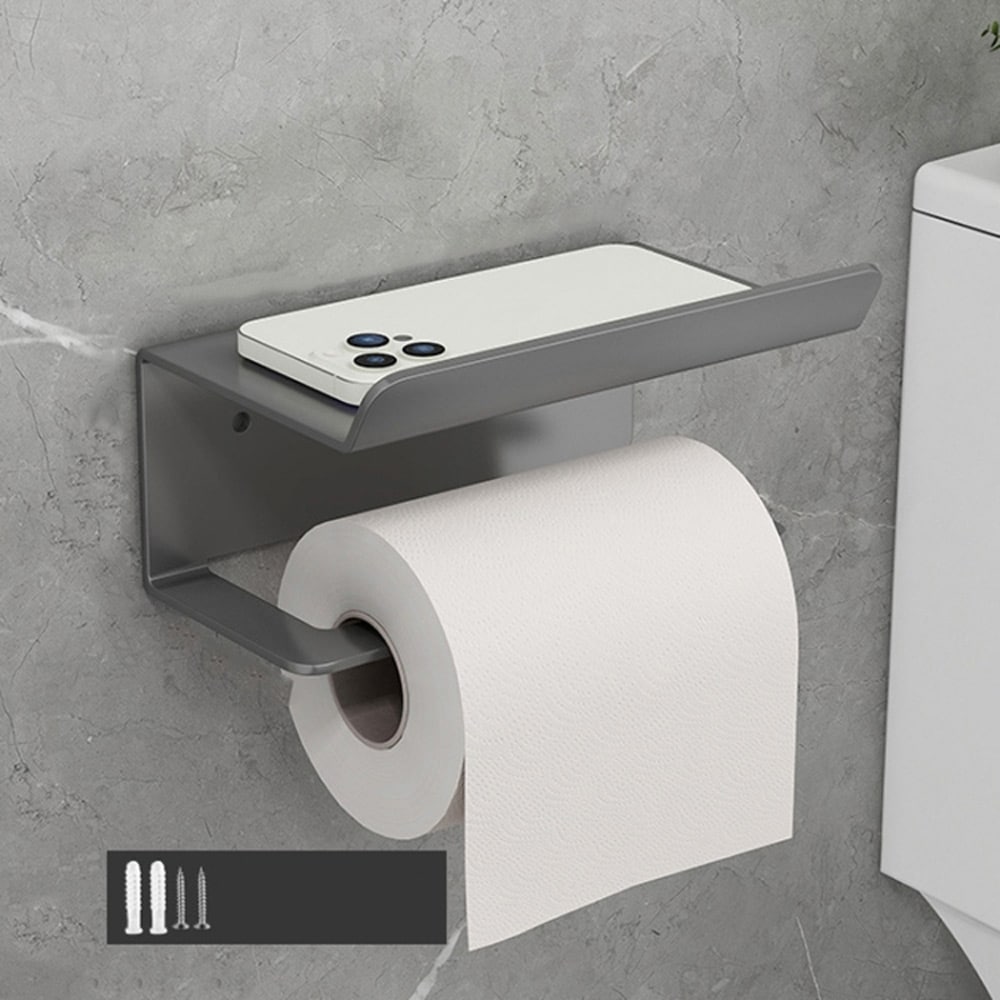 Toalettpapirholder med mobilhylle - Grå