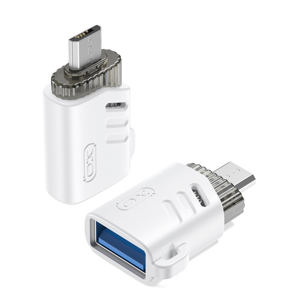XO USB-adapter OTG USB til microUSB - Hvit