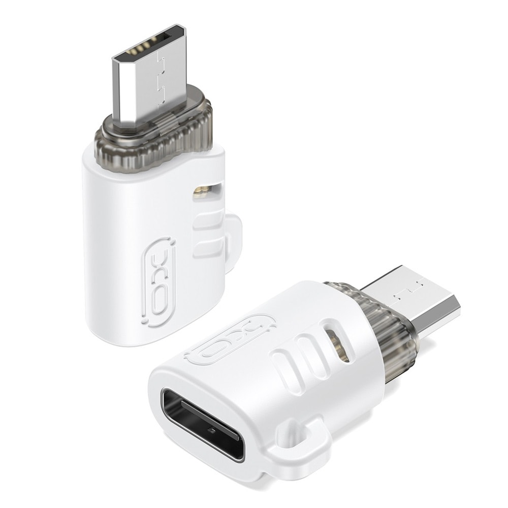 XO USB-adapter USB-C til microUSB - Hvit