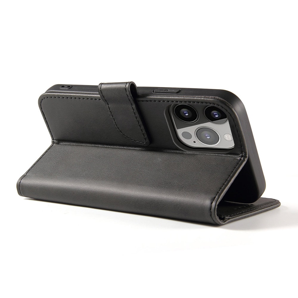 Lommebokdeksel med stativ til iPhone 15 Pro Max - Sort