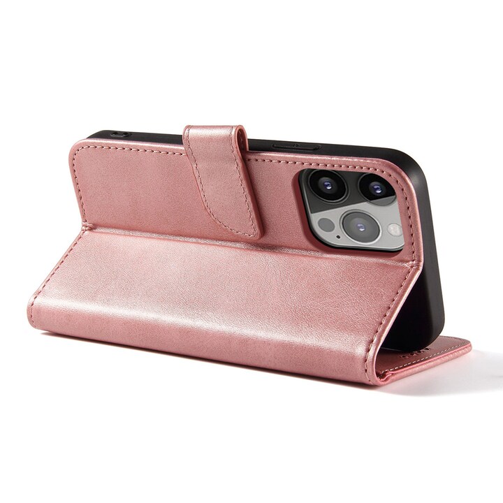 Lommebokdeksel med stativ til iPhone 15 Pro - Rosa