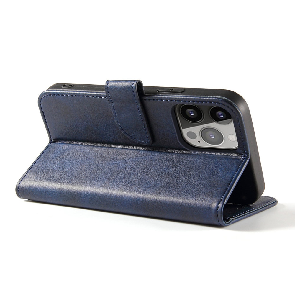 Lommebokdeksel med stativ til iPhone 15 Pro Magnet Case - Blå