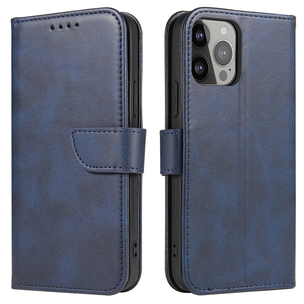 Lommebokdeksel med stativ til iPhone 15 Pro Magnet Case - Blå