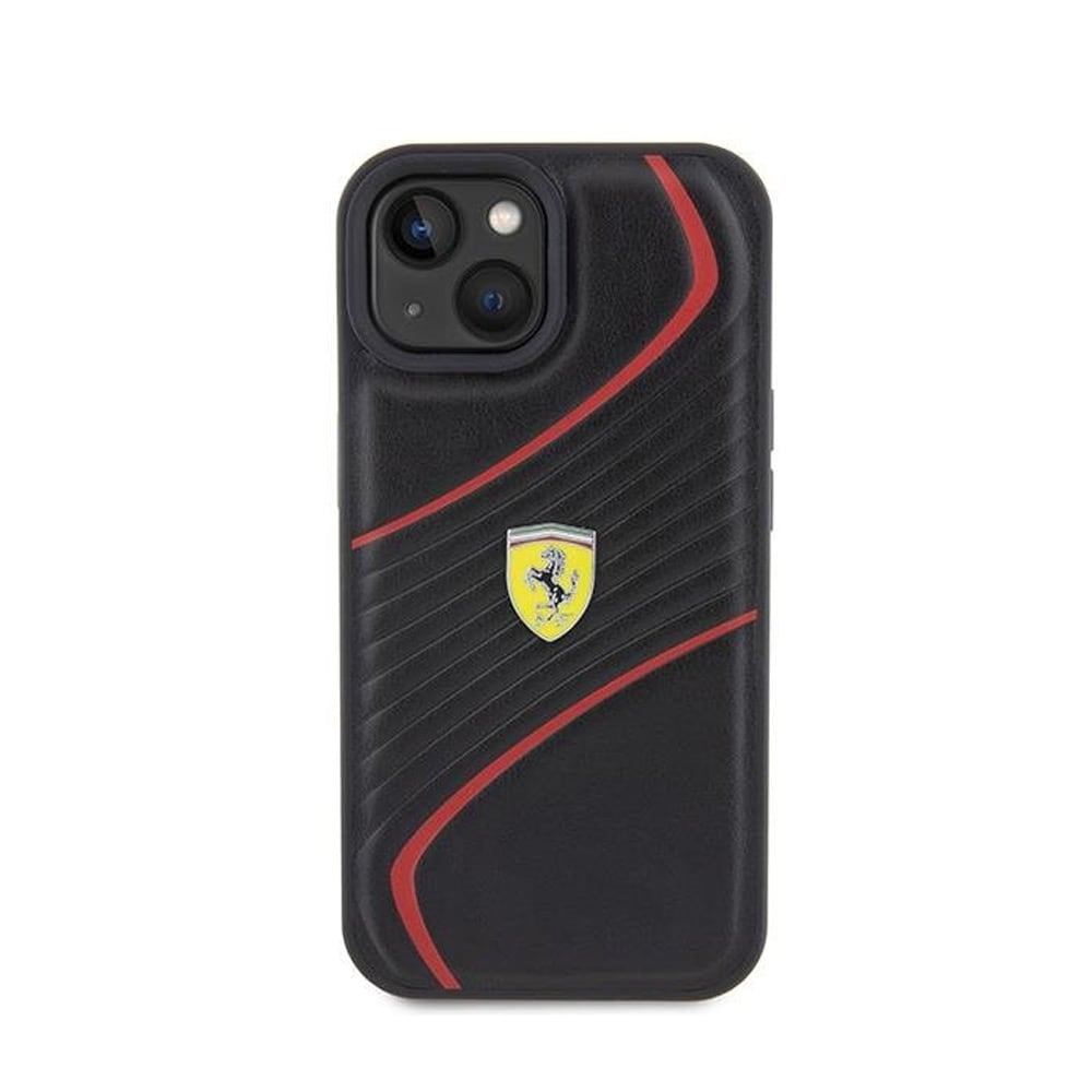 Ferrari Bakdeksel med logo til iPhone 15 - Sort