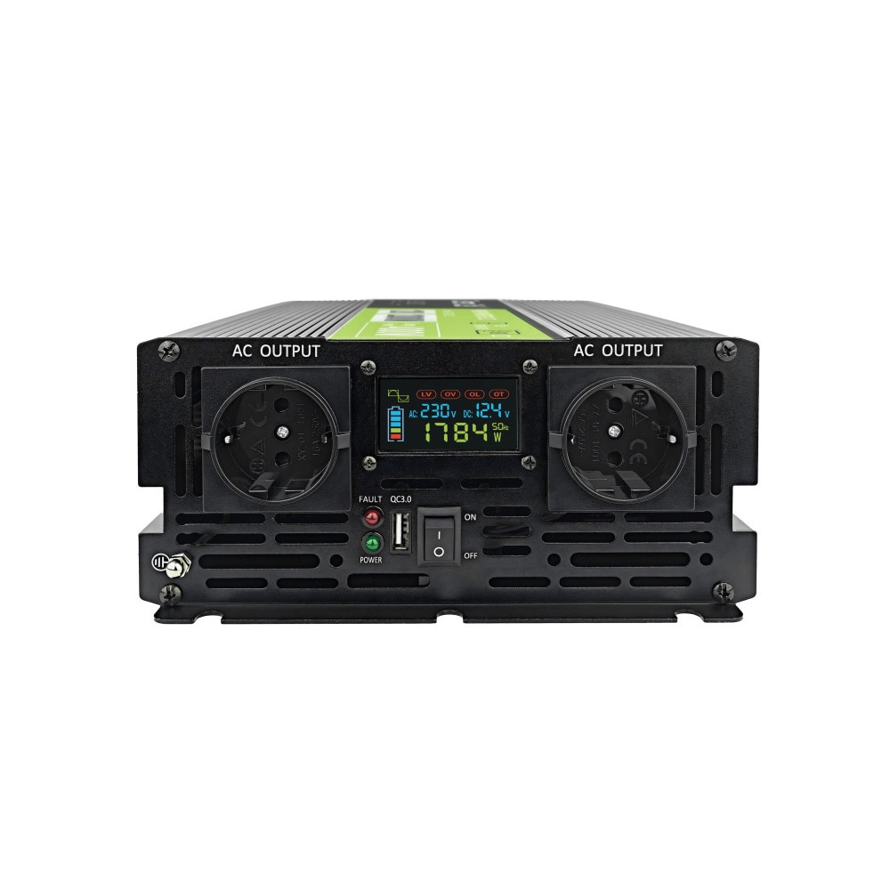 Green Cell LCD-spenningsomformer 12V 2000W/4000W Ren sinus med display