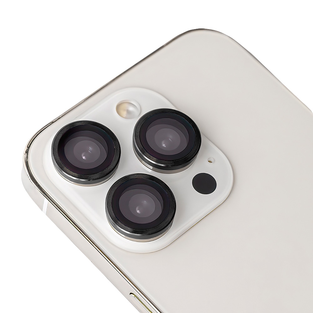 Linsebeskyttelse for kamera for iPhone 11 Pro / 11 Pro Max / 12 Pro  - Sort ramme