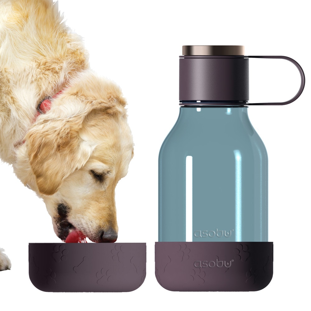 Asobu Vannflaske med hundeskål 1,5L - Vinrød
