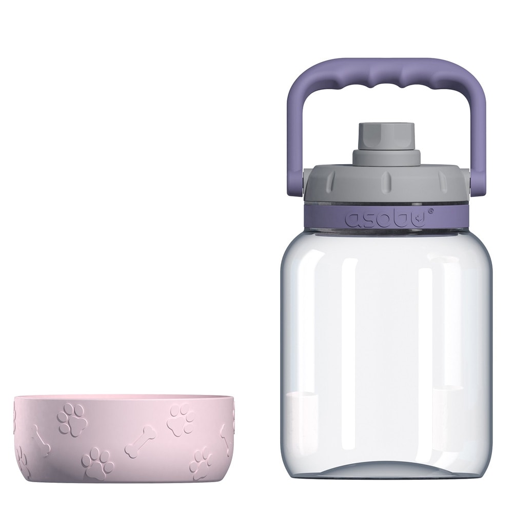 Asobu The Barkley Vannflaske med hundeskål 1L - Rosa