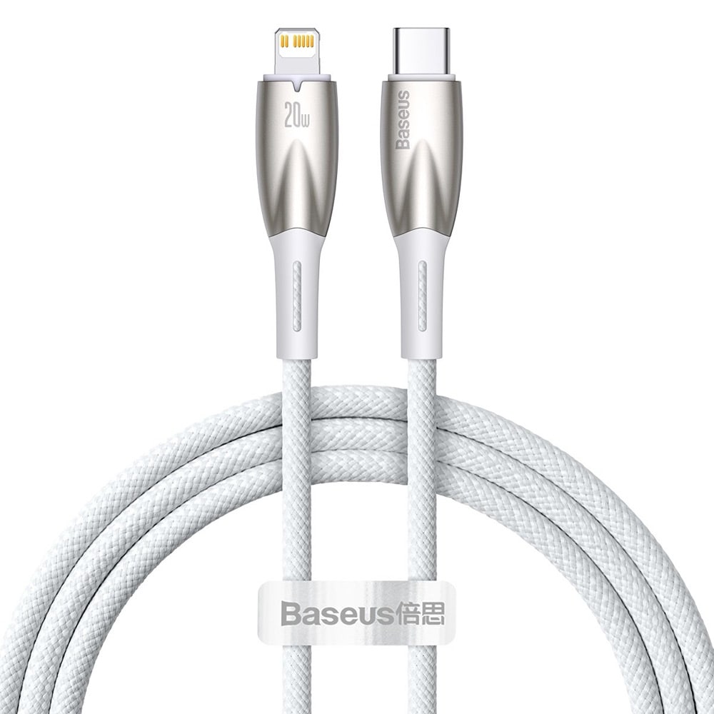 Baseus Glimmer USB-kabel USB-C til Lightning 20W 1m - Hvit