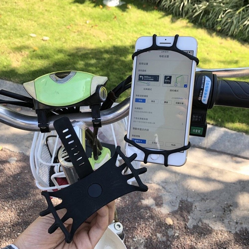 Mobilholder i silikon til cykel - Sort