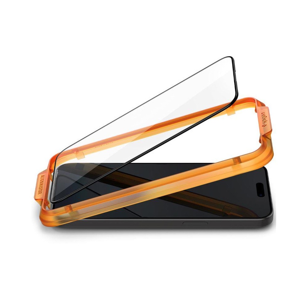 Spigen Alm Glass FC Skjermbeskytter til iPhone 15 Pro 2-pack - Svart ramme
