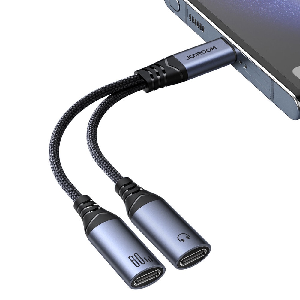 Joyroom USB-Adapter USB-C til 2x USB-C - Lading og lyd