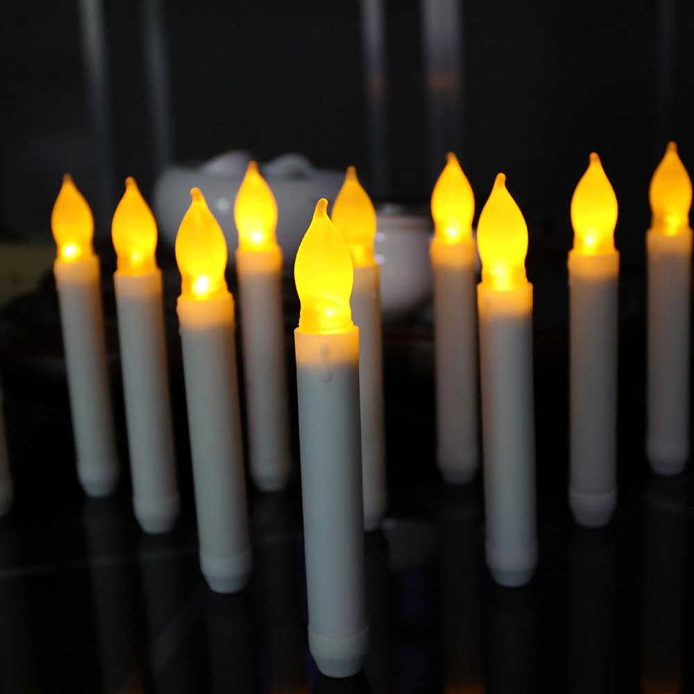 LED Vokslys med flammeeffekt 12-pakning