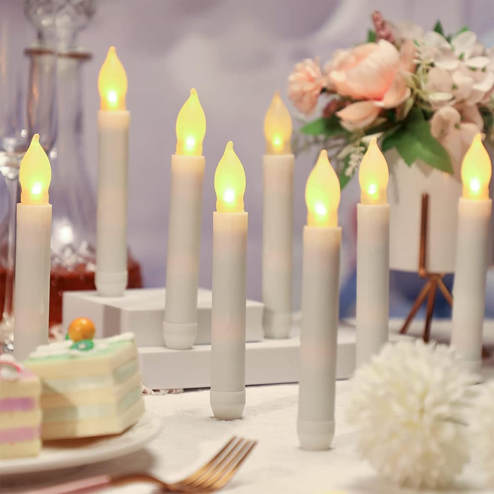 LED Vokslys med flammeeffekt 12-pakning