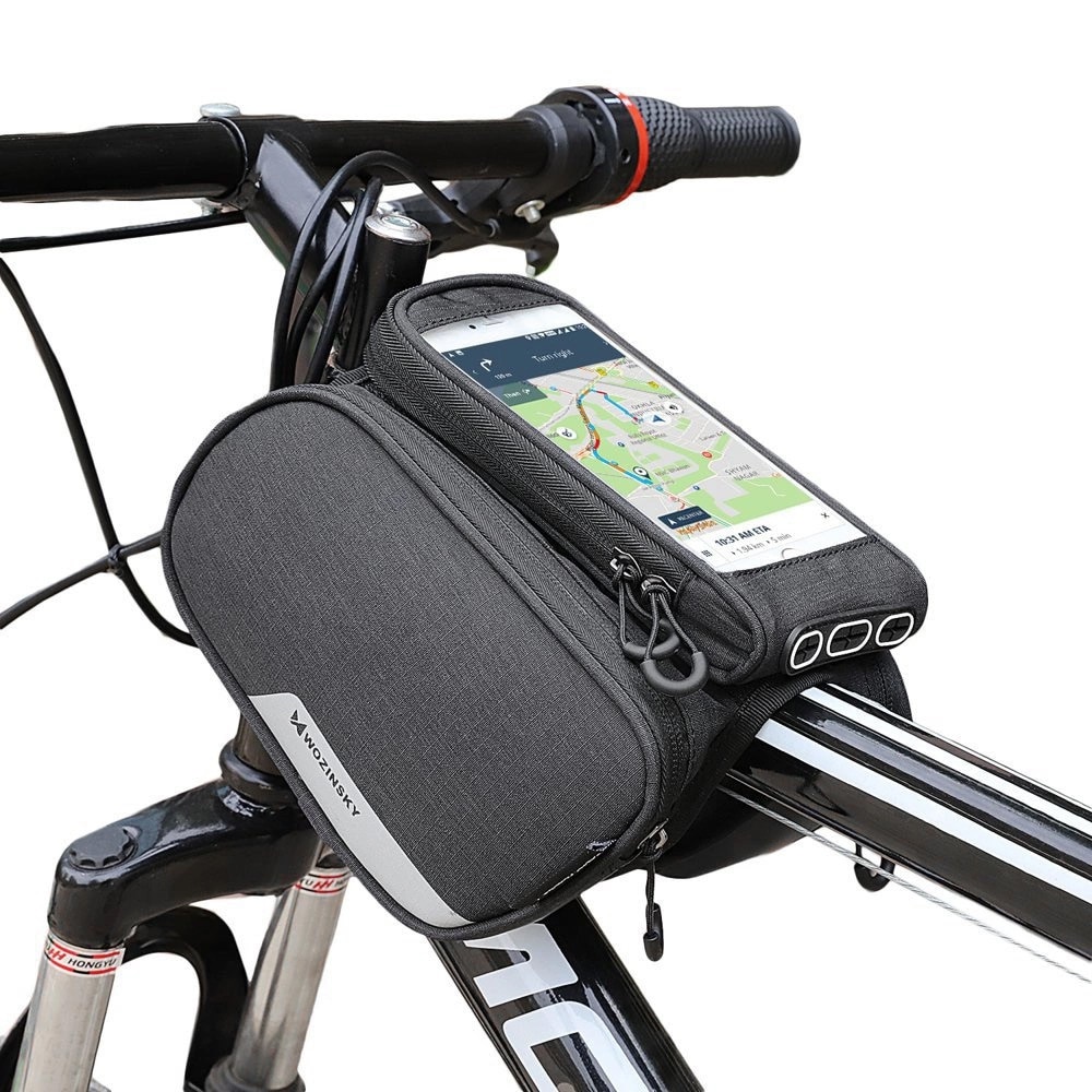 Wozinsky Veske for sykkelrammen med mobilholder 1,5L - Svart