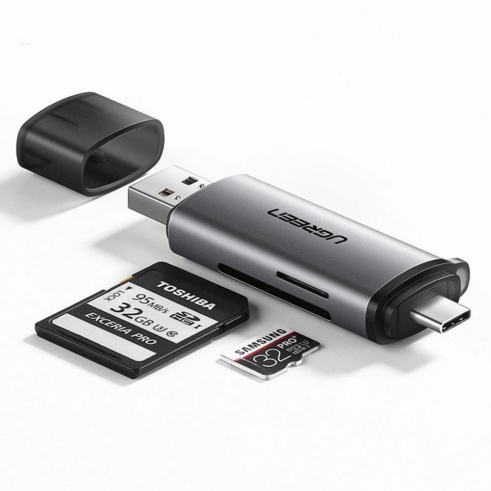 Ugreen Minnekortleser for SD / microSD  med USB 3.0 / USB-C 3.0