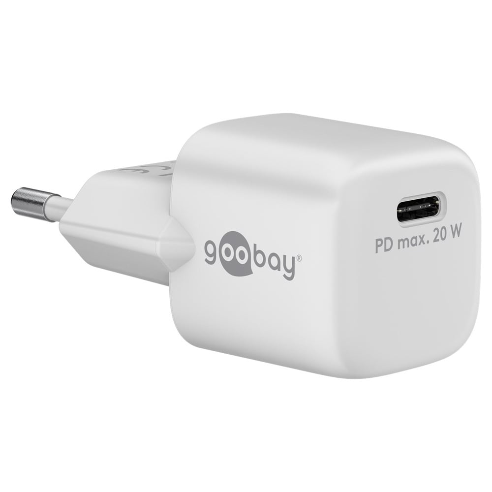 Goobay Vegglader GaN med USB-C PD 20W - Hvit