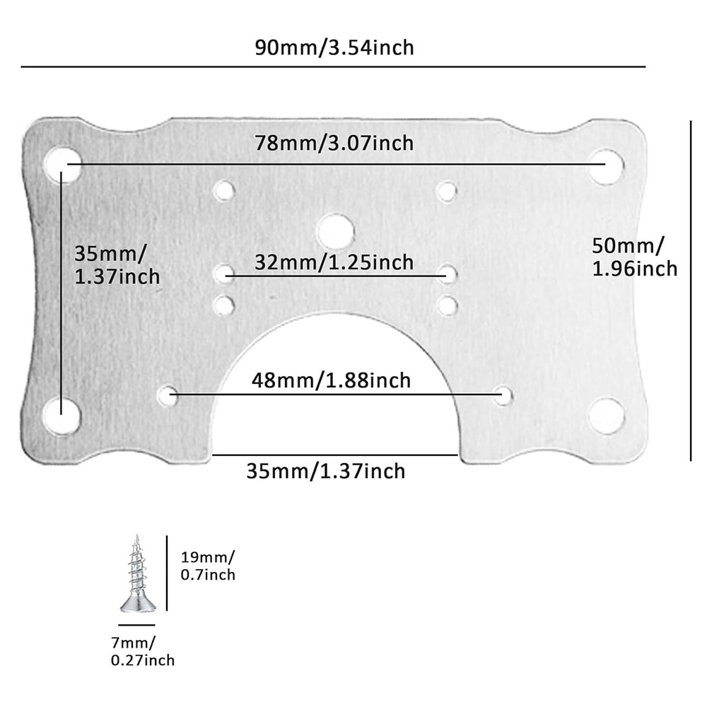 Reparasjonsplate for hengsler 90x50mm 10-pak