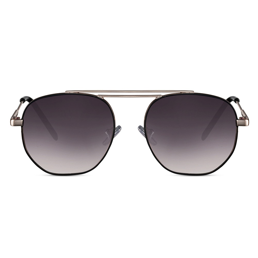Aviator Solbriller med Gull Innfatning og Svarte Linser – Resirkulert Unisex Design