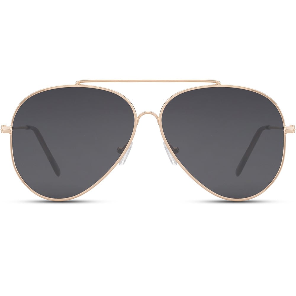 Aviator Solbriller – Gullramme med Svart Linse og 100 % UV-beskyttelse