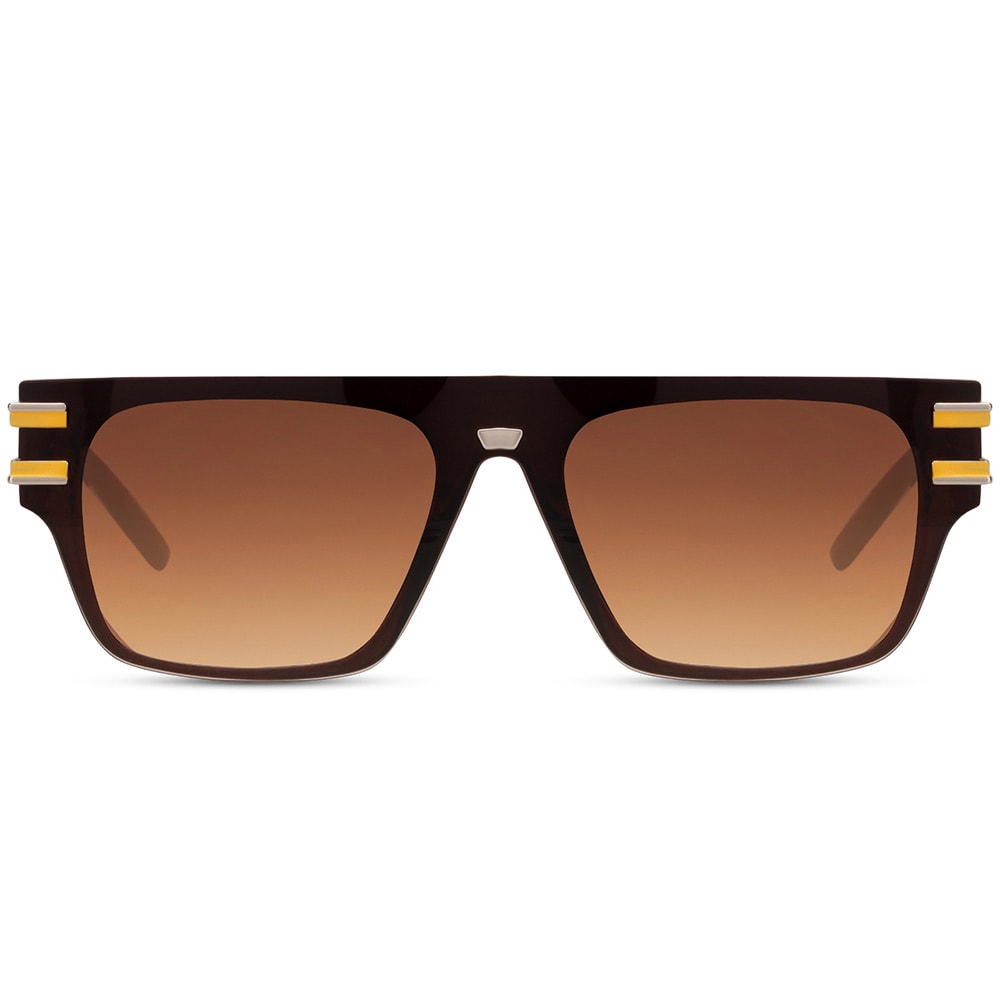 Solbriller med Gullinnfatning og Brune Linser – Elegant Unisex-design med UV-beskyttelse