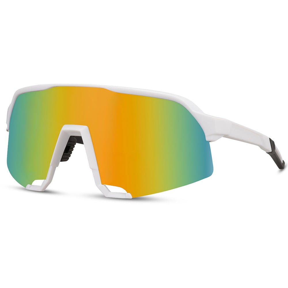 Sporty Solbriller med hvit innfatning og regnbueglass