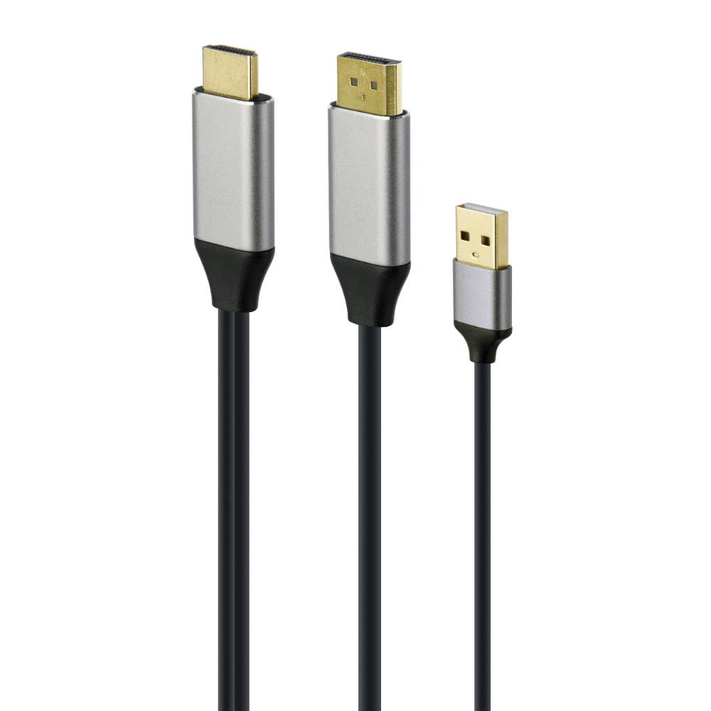 Aktiv HDMI-Kabel - 4K 60Hz HDMI hann til DisplayPort hann + USB 2m