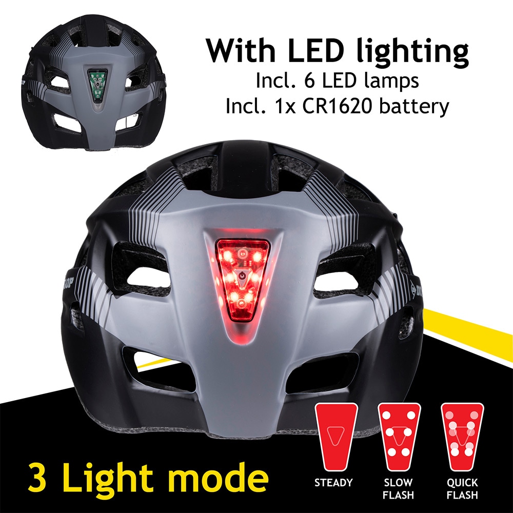Dunlop sykkelhjelm med LED 55-58 cm
