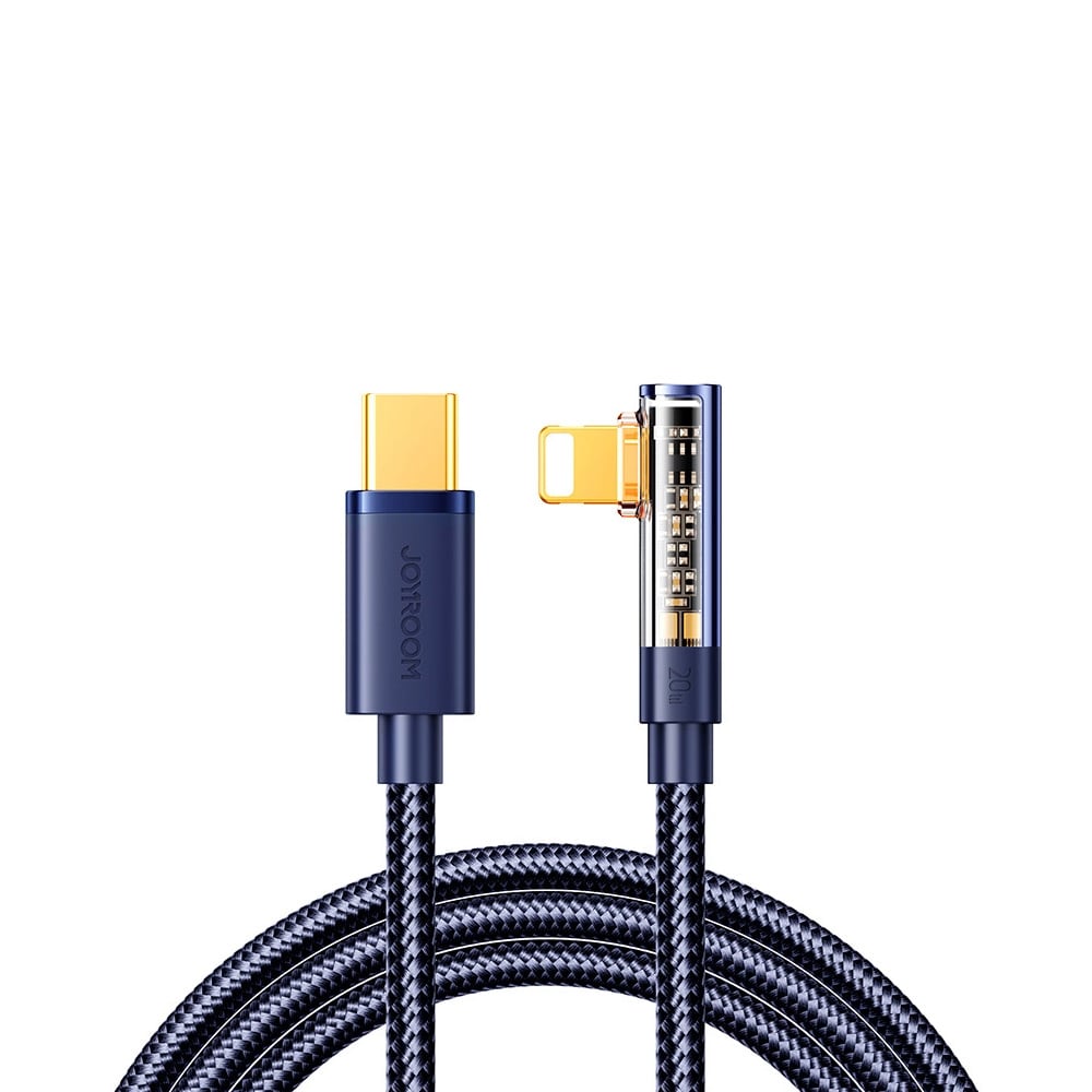 Joyroom USB-kabel med vinklet USB-C til Lightning-kabel 20W 1,2 m - blå