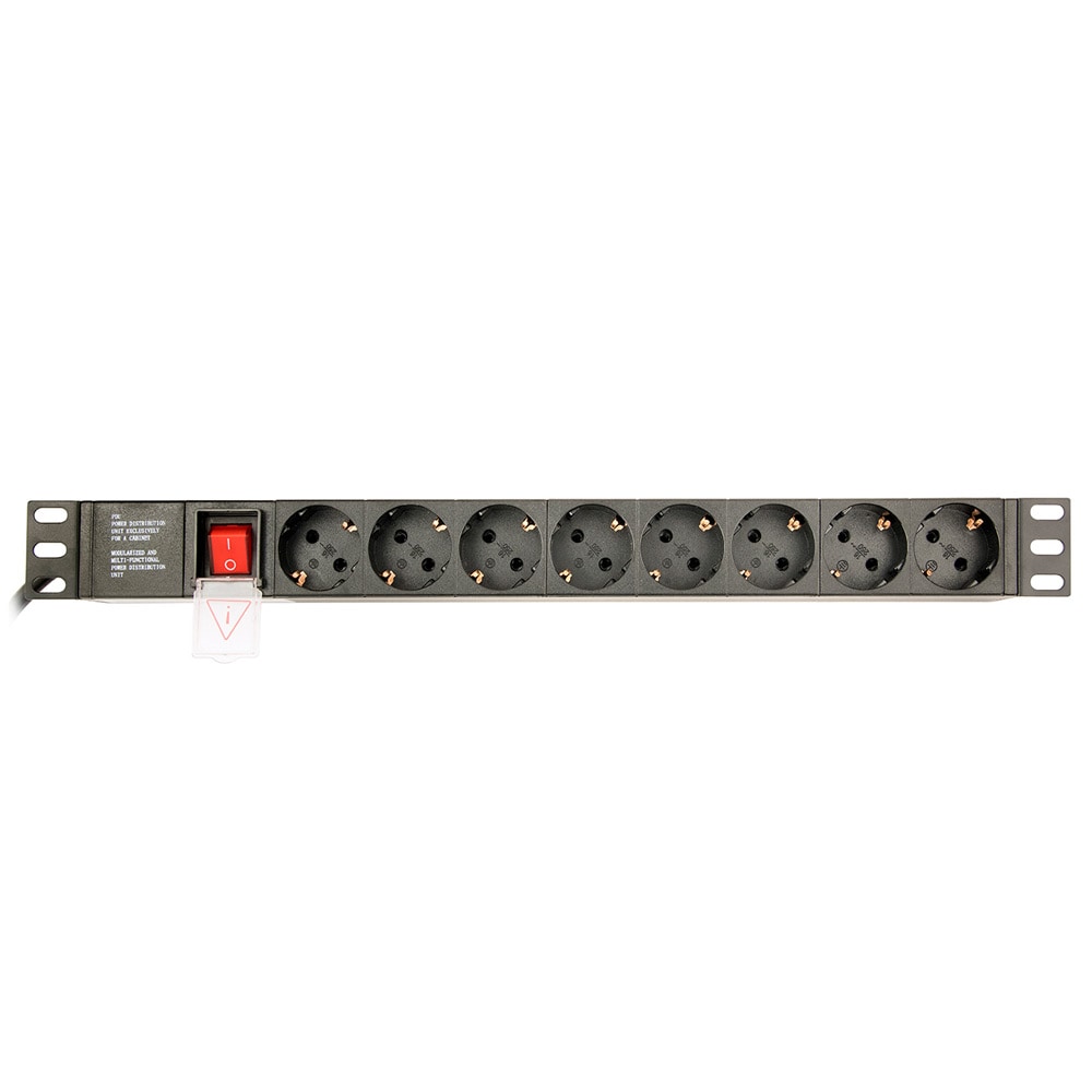 Rack PDU med bryter og 8 Schuko-kontakter