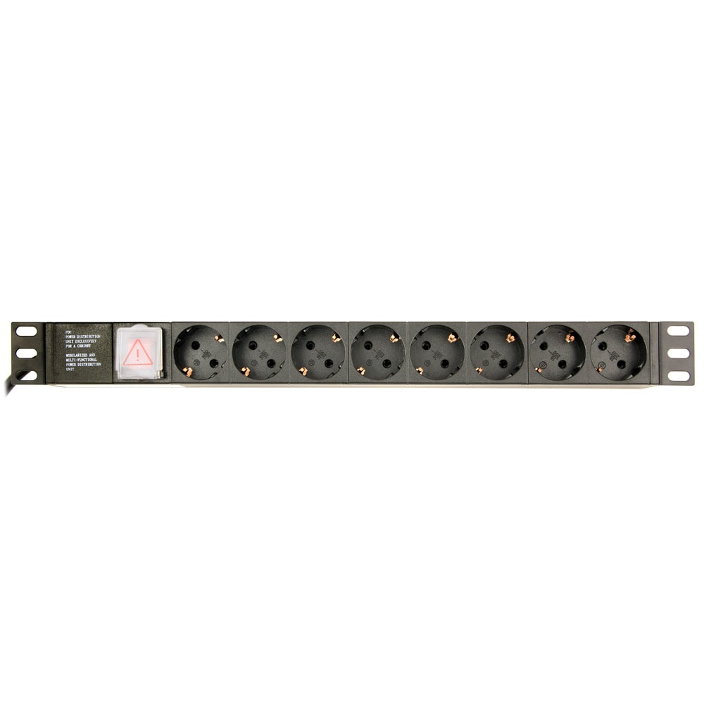 Rack PDU med bryter og 8 Schuko-kontakter