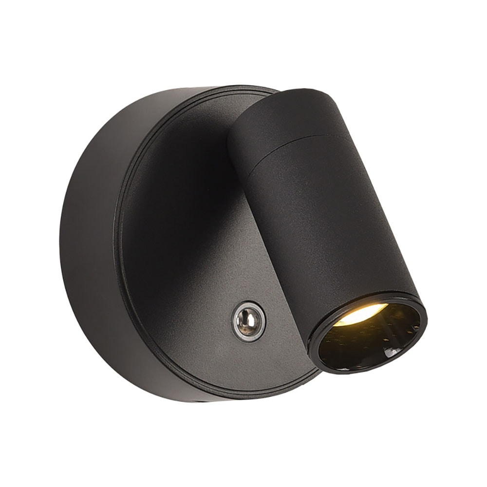 Magnetisk vegglampe med oppladbart batteri - svart