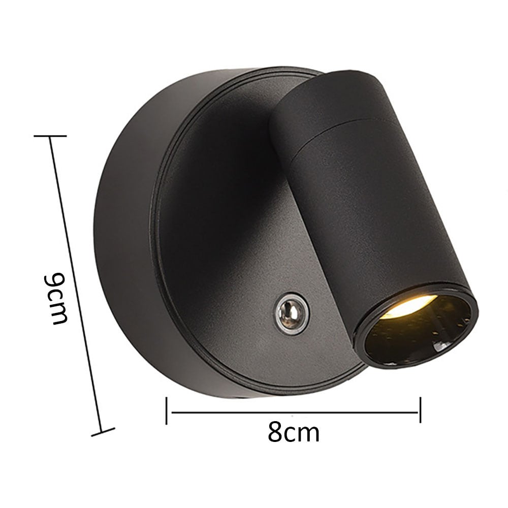 Magnetisk vegglampe med oppladbart batteri - svart