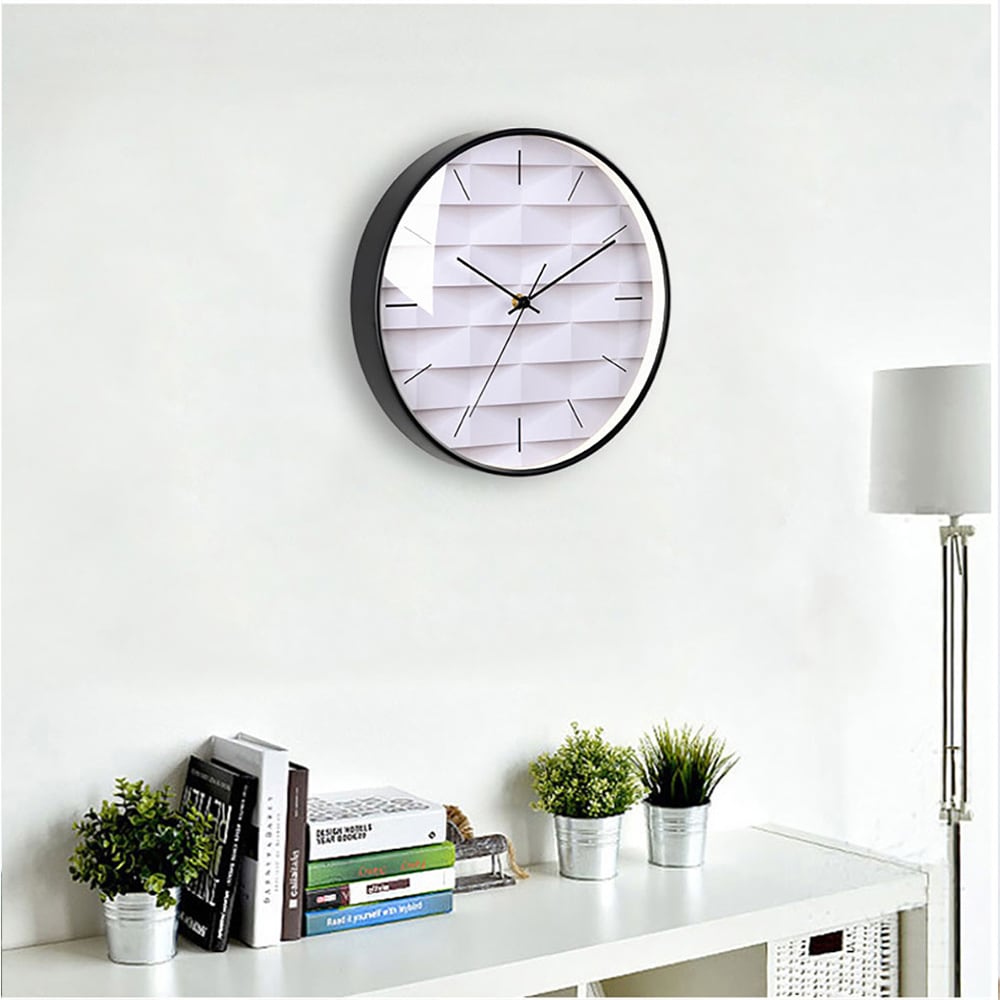 Analog Veggklokke i Minimalistisk Design – 30 cm, Hvit Urskive