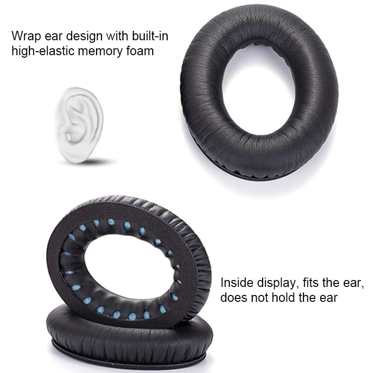 Myke øreputer for Bose QC2 / QC15 / AE2 / QC25 / QC35 - Svart